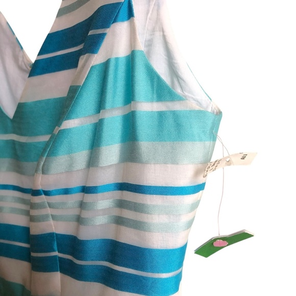 Lilly Pulitzer Kiera Fit & Flare Dress 12 Blue Aqua Stripe Print - Picture 12 of 16